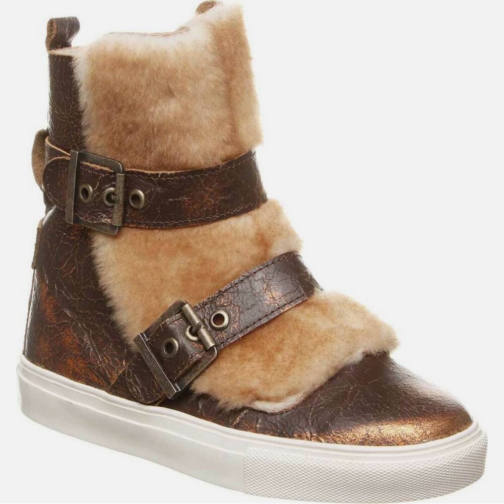 NWOB Luxe de Leon Monterrey Bronze Shearling Ankle Boots